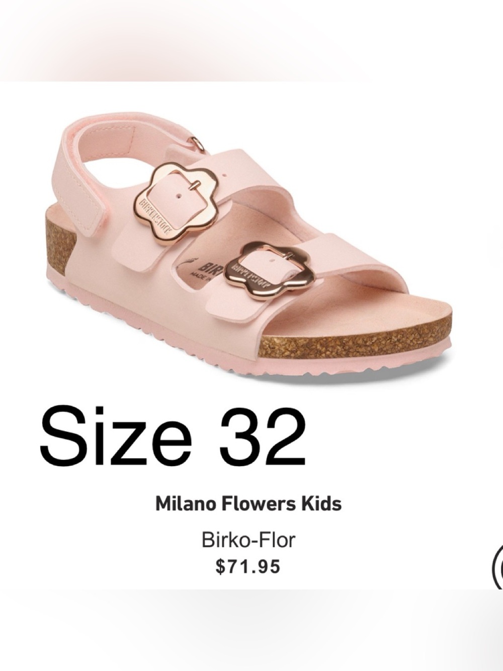 Birkenstock Kids Milano Flowers Sandal - Pink NEW with tags - authentic- size 32